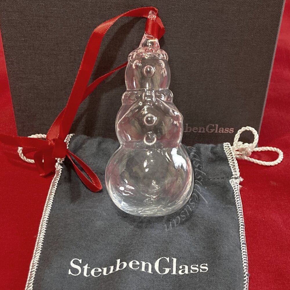 NIB! Retired STEUBEN GLASS pre 2011 Snowman Ornament  - Authentic & Gorgeous! ⛄️